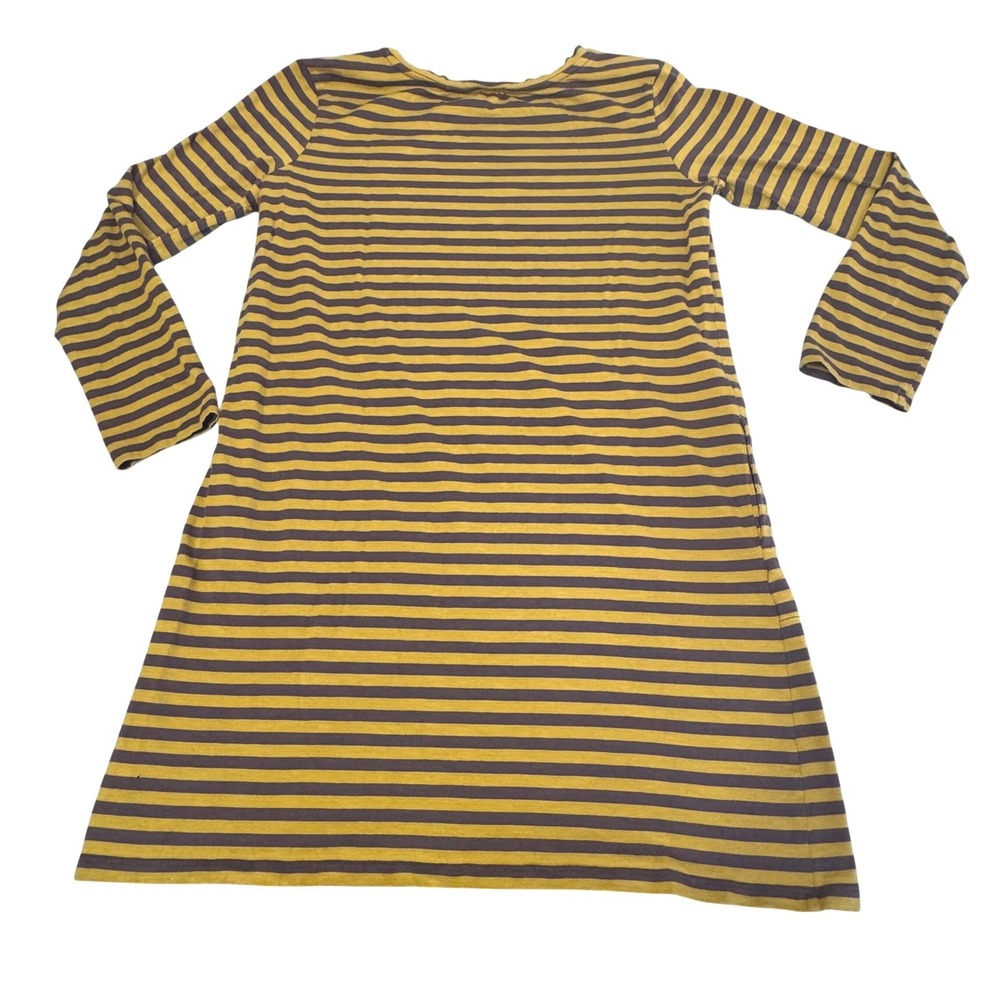 Toad&Co Striped Dress Size S Long Sleeve Organic Cotton Earthy Mustard Brown - Picture 2 of 10